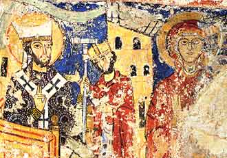 Santi Pietro e Paolo raffigurati insieme al papa Urbano II
