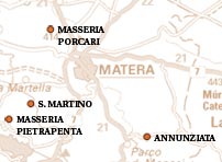 Ubicazione dei siti rispetto alla citt� di Matera